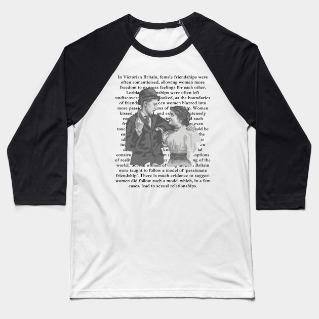 Victorian Lesbian Information Baseball T-Shirt by Slightly Unhinged